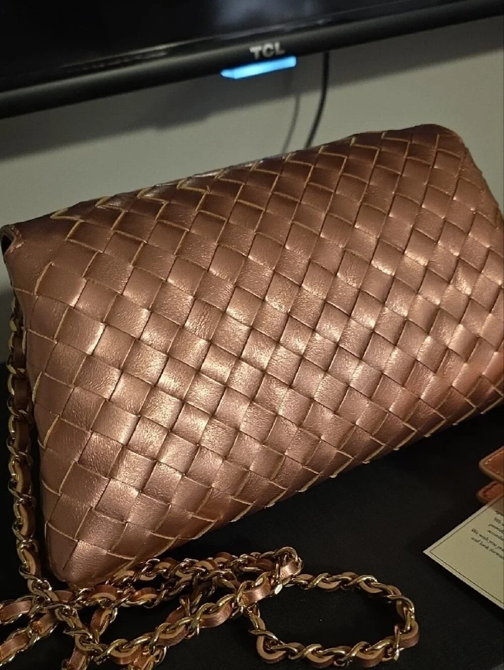 Sunrise Sunset Blush Pink Woven Clutch With Double Fold Credit Card Holder